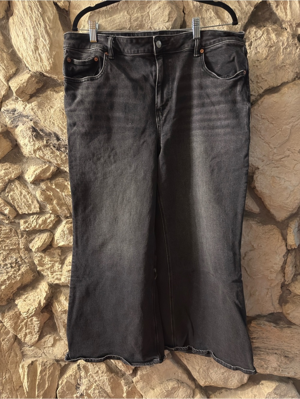American Eagle Outfitters Black Washed Flare Jeans